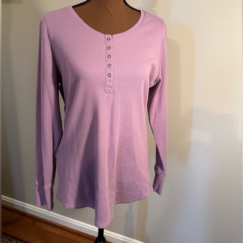 Blue Mountain Purple Ribbed Purple Shirt size L
